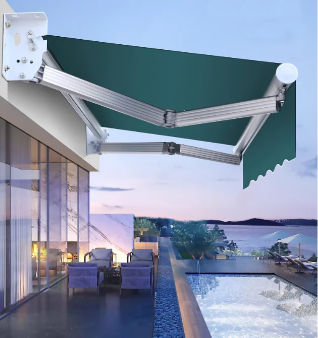 

Customized Luxury Electric Retractable Aluminum Alloy Patio Cover Modern Garden Terrace Awning PVC Sail Coating Direct Supplier