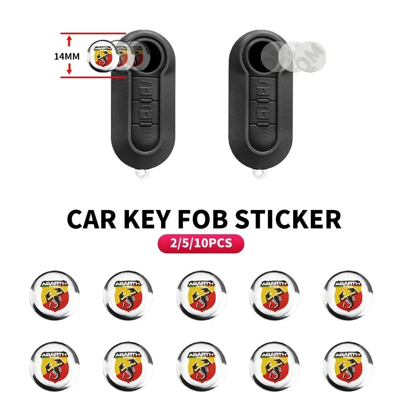 2/5/10 Stück 14mm Auto-Logo Schlüsselanhänger Dekoration Emblem Auto-Schlüsselabzeichen Aufkleber Zubehör für Fiat Abarth 595 Abarth 500 Abarth 124 Spider