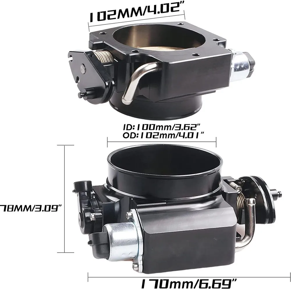 102MM LS Throttle Body with Position Sensors TPS IAC & Throttle Gas Cable Kits For Chevy LS1 Engines 4.8L 5.3L 6.0L.
