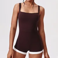 Fashion Patchwork Sporty Bodycon Short Jumpsuit Women Gym Romper Sleeveless Backless Yoga Fitness Short Playsuit Sexy Monkeys - Image 4