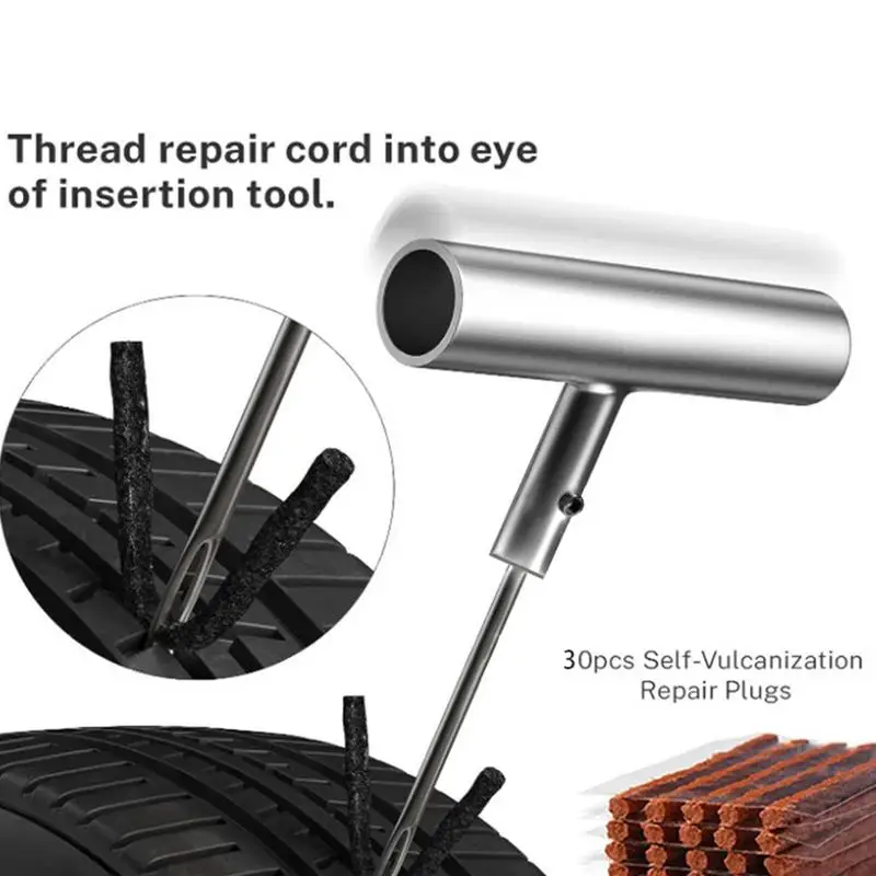 Auto Puncture Repair Kit Tire Repair Plug Kit Effective Heavy Duty Patch Kit Tubeless T-Handle Rope Plug Car Disassembly Tools