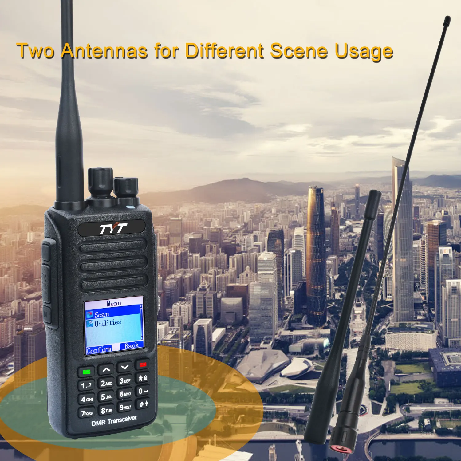 TYT MD-UV390 10W IP67 Wateroof Record VHF UHF Dual Band AES256 Encryption DMR Digital Walkie Talkie with USB-C 2800mAh Battery