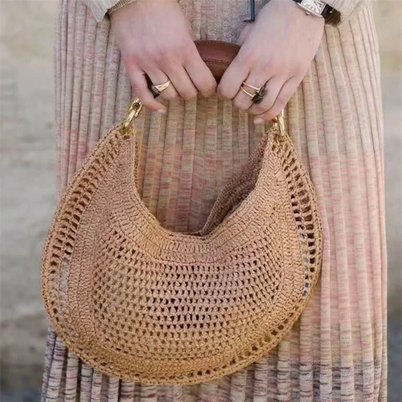Perfect Vacation Storage Bag Largecapacity Straw Woven Tote Bag Women Summer Beach Bag Casual French Style Underarm Shoulder Bag