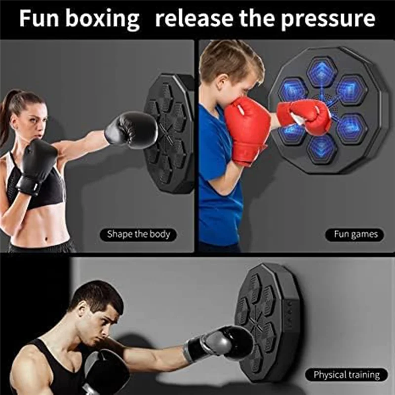 

A18E-Electronic Music Boxing Pad,Wall Mounted Boxing Machine, Portable Music Punch Bag Game Indoor Black