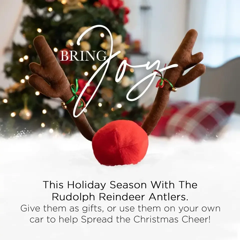 Christmas Car Decoration Deer Horn Antlers Car Kit with Red Nose and Tail for Holiday Gift Set Car Accessories Pendant - Image 5