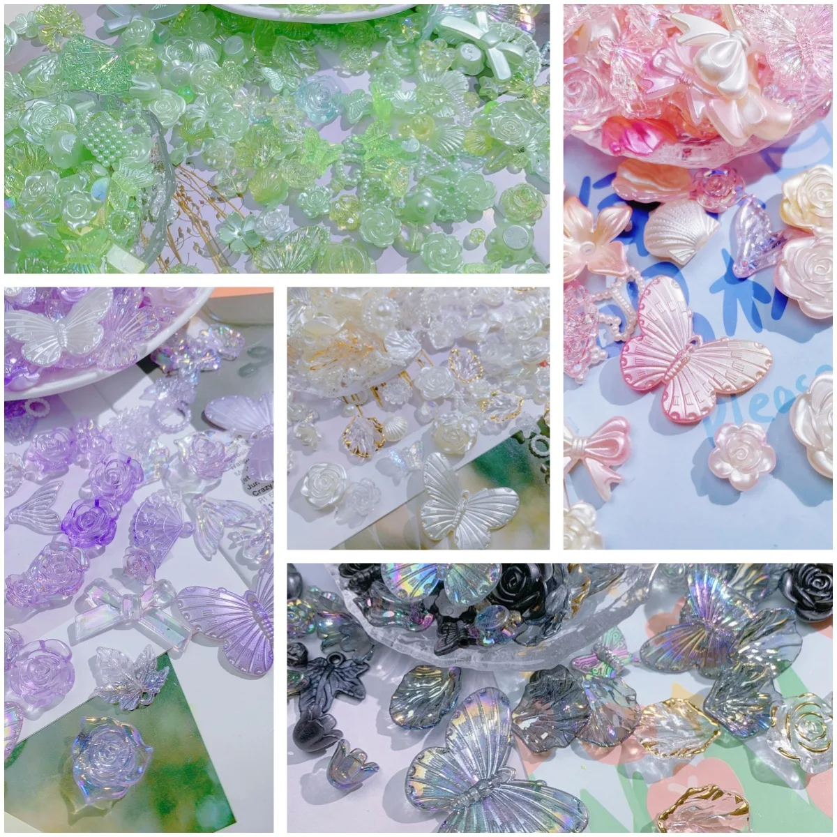 Z19 50g/bag Candy Color Butterfly Beads for DIY Handmade Exquisite Bracelet Jewelry Making Phone Chain Material Wholesale