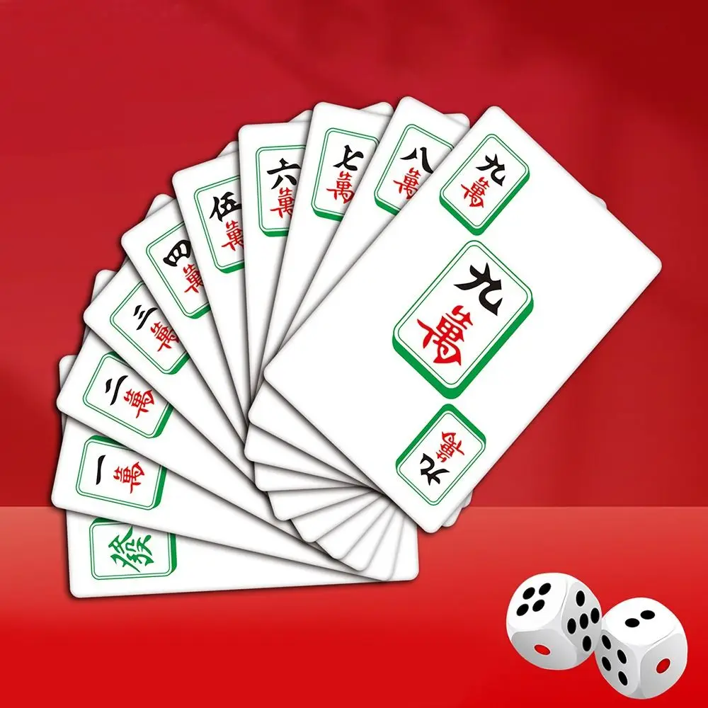 

Mini Mahjong Pokers Playing Cards Portable Game Set Box-packed Mahjong Poker Cards Waterproof Mah Jong Paper Cards Table Game