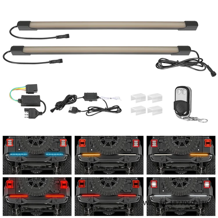 Feux arrière LED à barre simple de 19 pouces (lot de 2) pour voiture, avec clignotants, feux de freinage et feux de recul