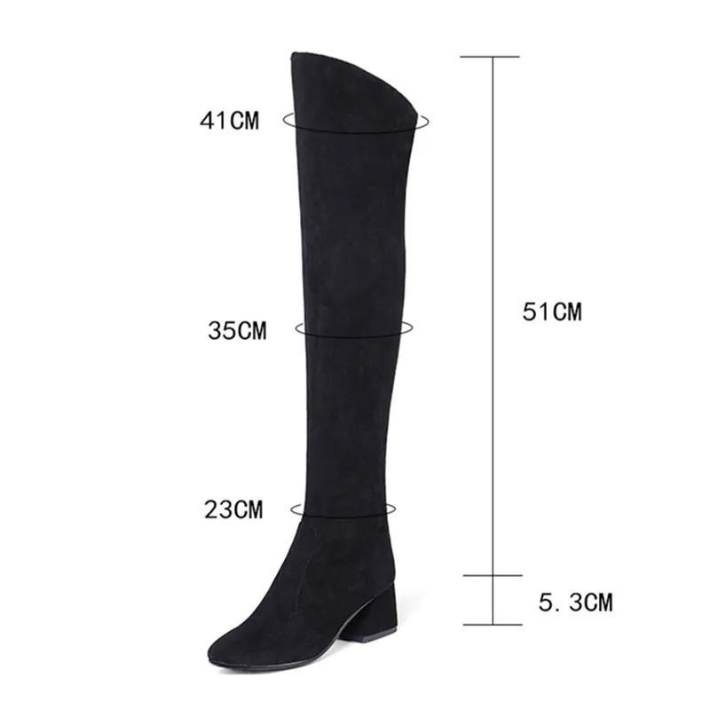 YMECHIC 2023 Suede Woman Flock Over The Knee High Boots Female Chunky High Heels Long Autumn Ridding Botas Ladies Shoes Big Size