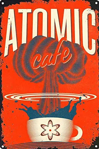 Atomic Cafe Wall Poster Tin Sign Vintage BBQ Restaurant Dinner Room Cafe Shop Decor