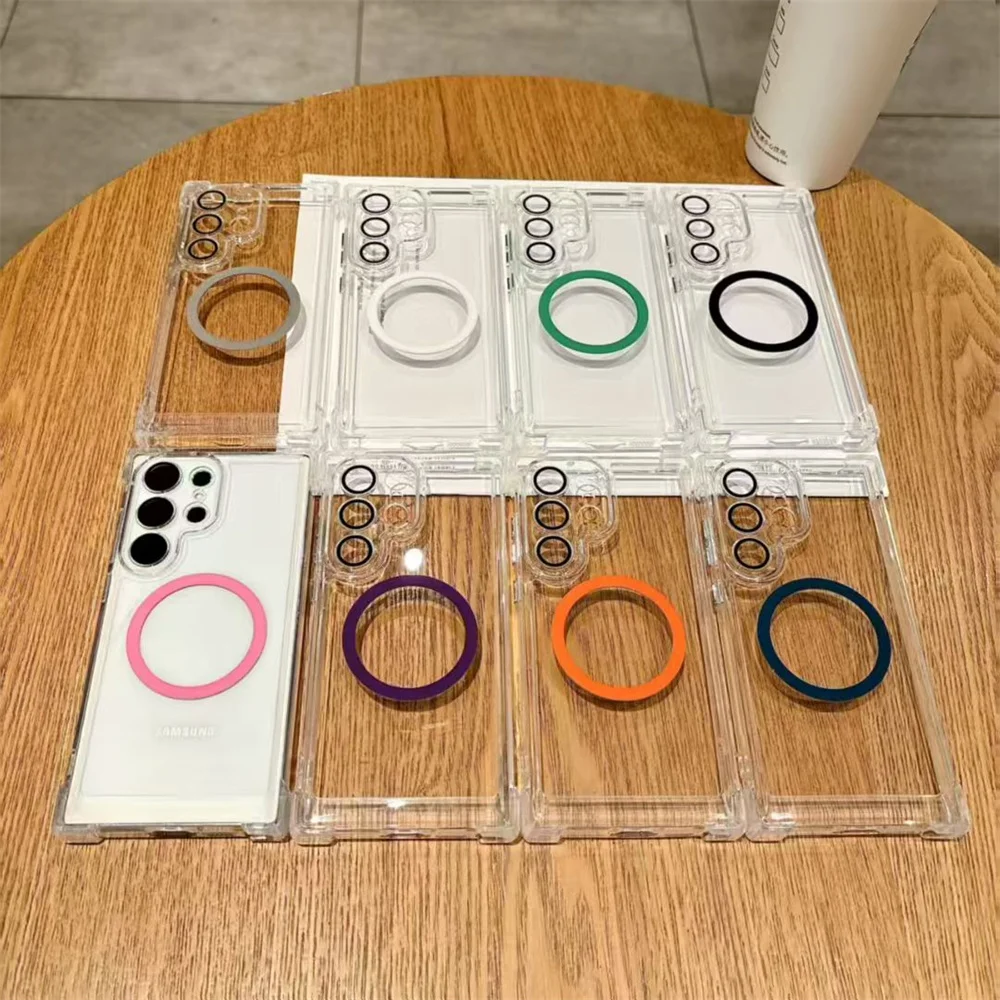 Transparent Wireless Charging Magnetic For Magsafe Cases For Samsung Galaxy S26 S25 S24 S23 S22 S21 Plus Ultra Shockproof Cover