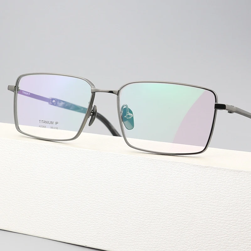 

Pure Titanium Glasses Frame Natural Horn Temple Men Business Square Prescription Myopia Eyeglasses Frame Wemon Spectalce Eyewear