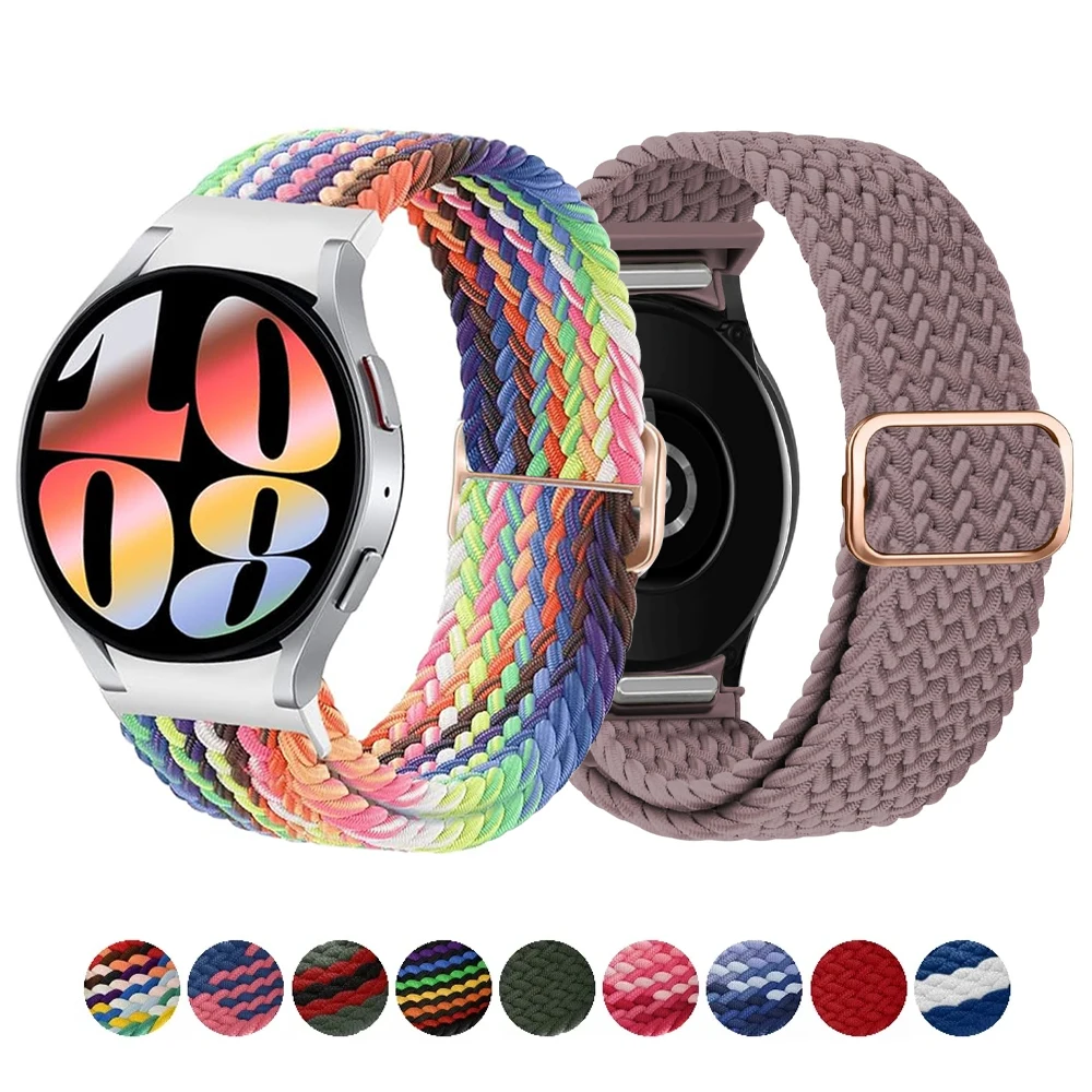 Band For Samsung Galaxy Watch 7 FE 5 Pro 4 6 classic 44mm 40mm 45mm 47 Nylon Braided sport bracelet correa Galaxy Watch 7 Strap