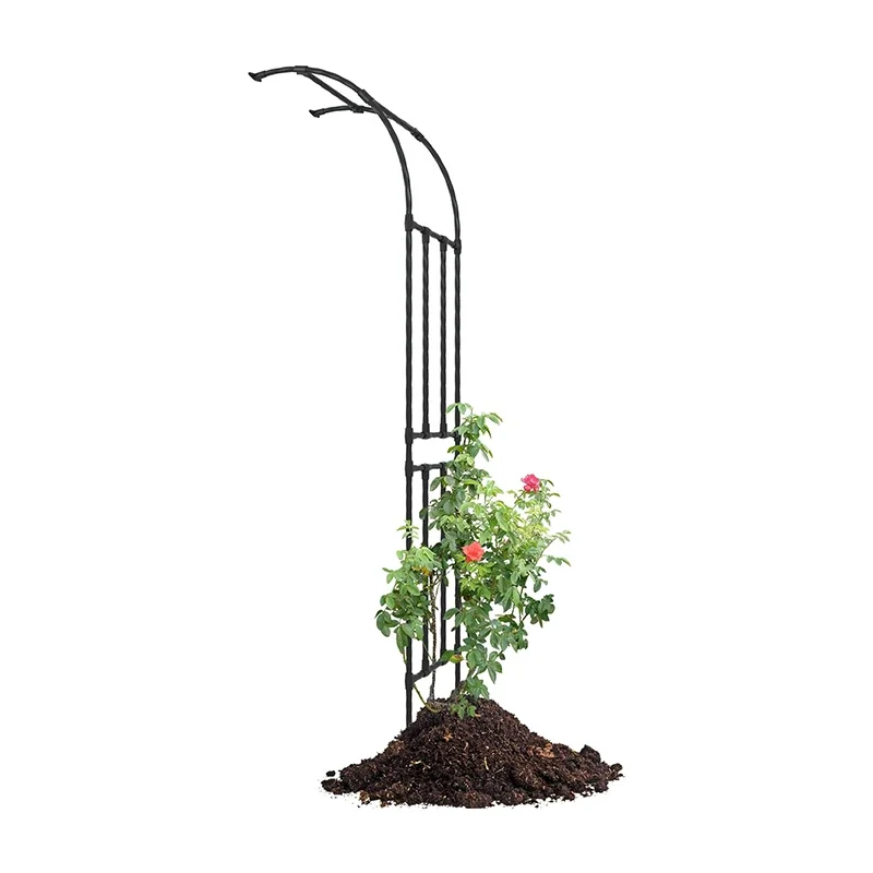 2026 2.4M Black Outdoor Garden Arch Trellis Half-Side Metal Tubular Frame Nature Pressure Climbing Plant Archway Lawn Patio Back