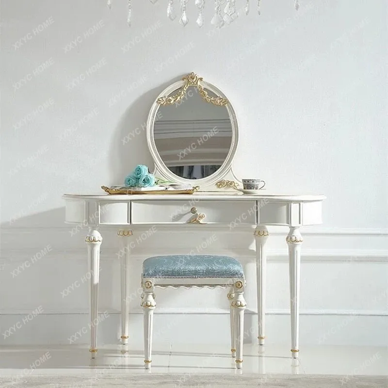 XXlight luxury dresser small apartment solid wood bedroom makeup table romantic princess style carved dressing table stool