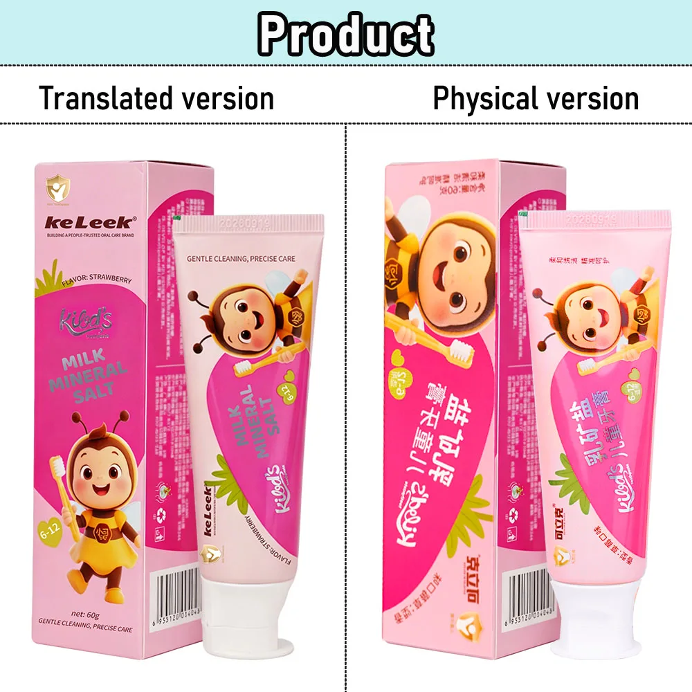 KeLeek Kids Mineral Salt Toothpaste 60g Strawberry Flavor Gentle Cavity Protection Safe For Children Daily Oral Care