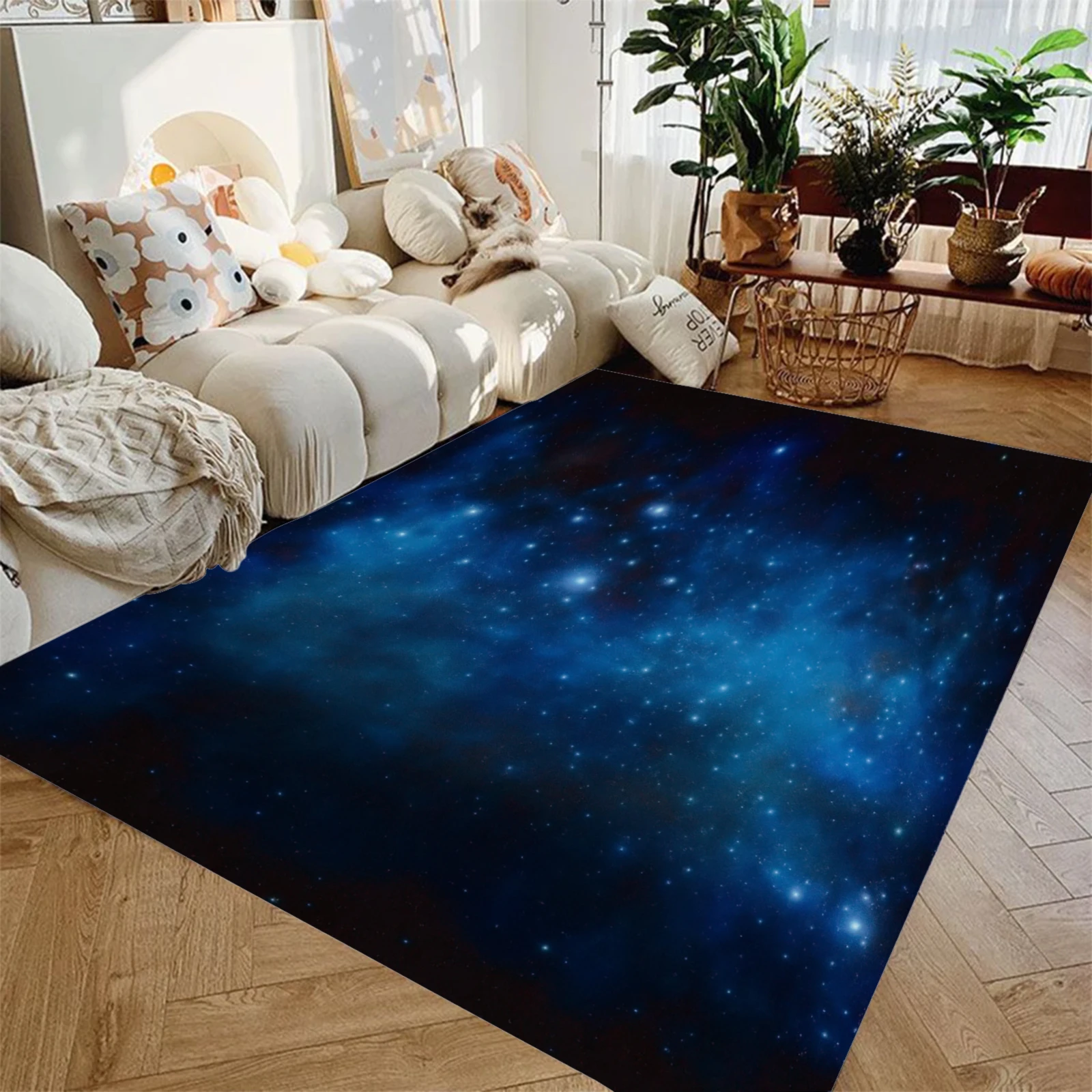 

1pc Black Carpet Dreamy Wave Point Print for Bedroom Decor Kid Non-slip Mat Surface Comfortable Carpet Birthday Gift