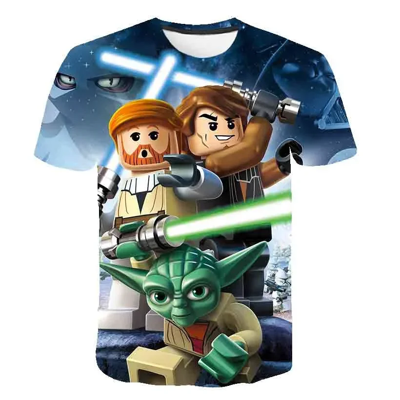 Star Wars Tshirts 3d Print Disney Darth Vader Kids T Shirt Summer Fashion Cartoons T-shirt Boys Girls Crew Neck Loose Tshirt Top