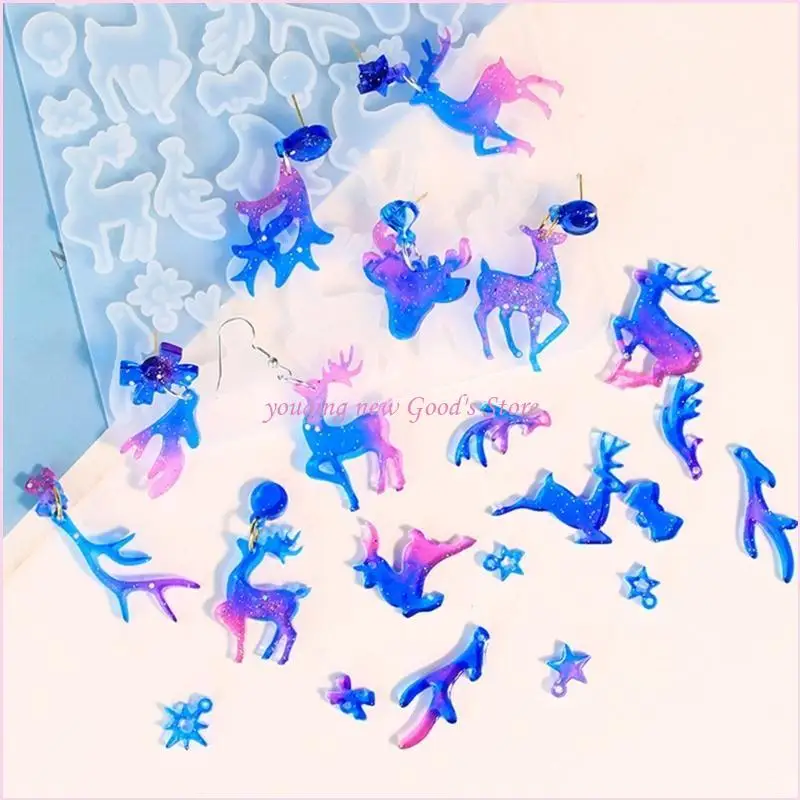 57QA 4 قطعة حلق عيد الميلاد الفني قالب من السيليكون عطلة عيد الميلاد مستوحاة من قوالب القرط السيليكون للمجوهرات الفريدة ذاتية #2