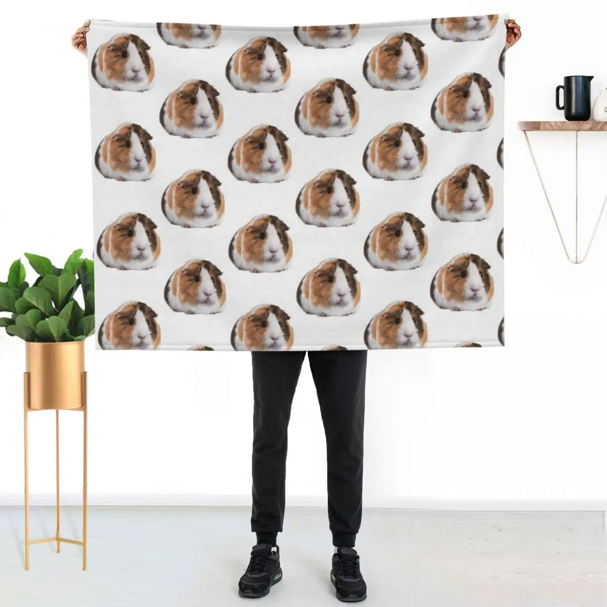 Cute Guinea Pig Throw Blanket Warm Napping Blanket for Office Couch Bed