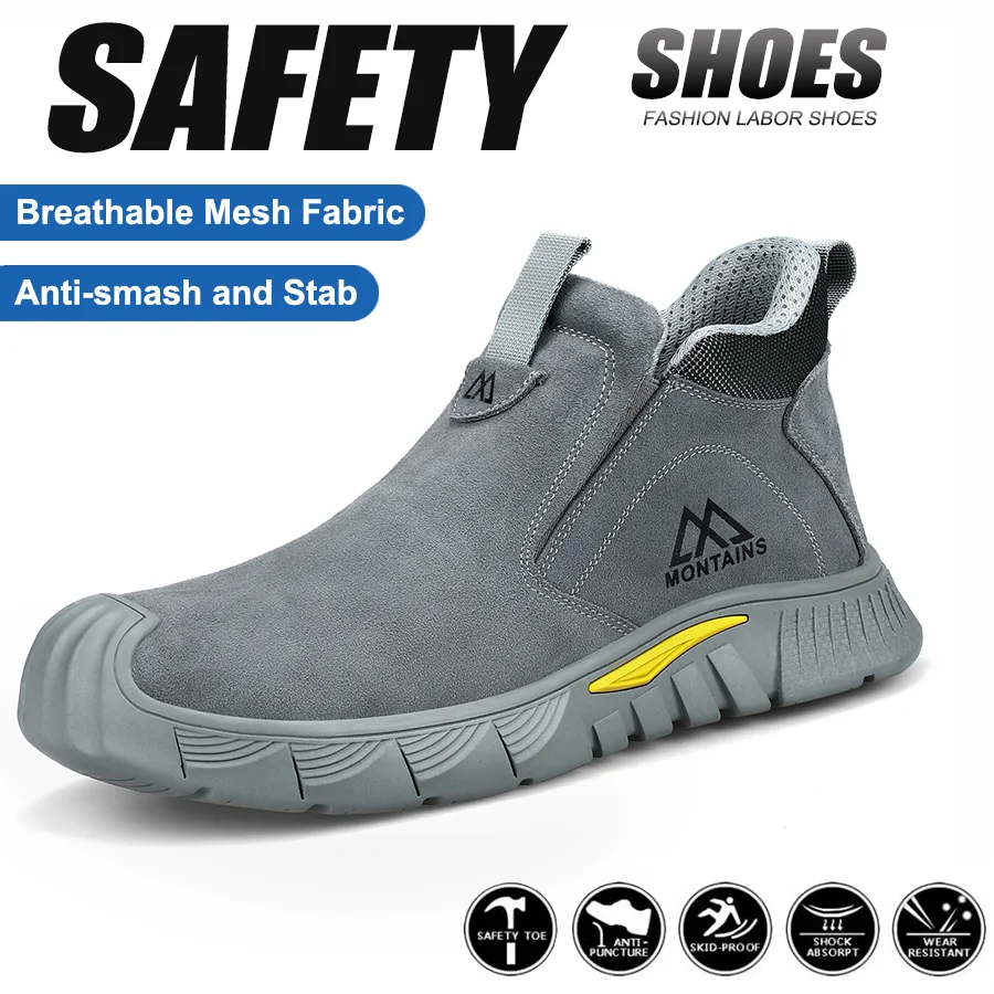 

Welding Work Boots for Men Indestructible Steel Toe Slip Resistant Boots Welder Working Shoes Safety Construction Working Shoes