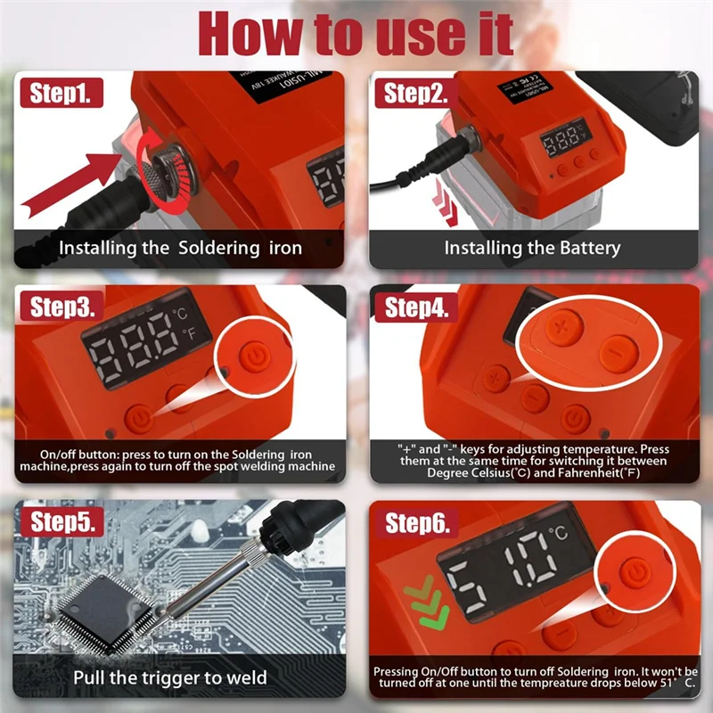 

60W 480°C Portable Cordless Electric Soldering Iron Multifunction Electric Welding Machine For 18V Battery Easy To Use