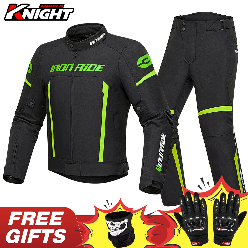 

Motorcycle Jacket Men Waterproof Chaqueta Moto Windproof Suit Moto Protection Motorbike Riding Moto Jacket + Pants For 4 Season