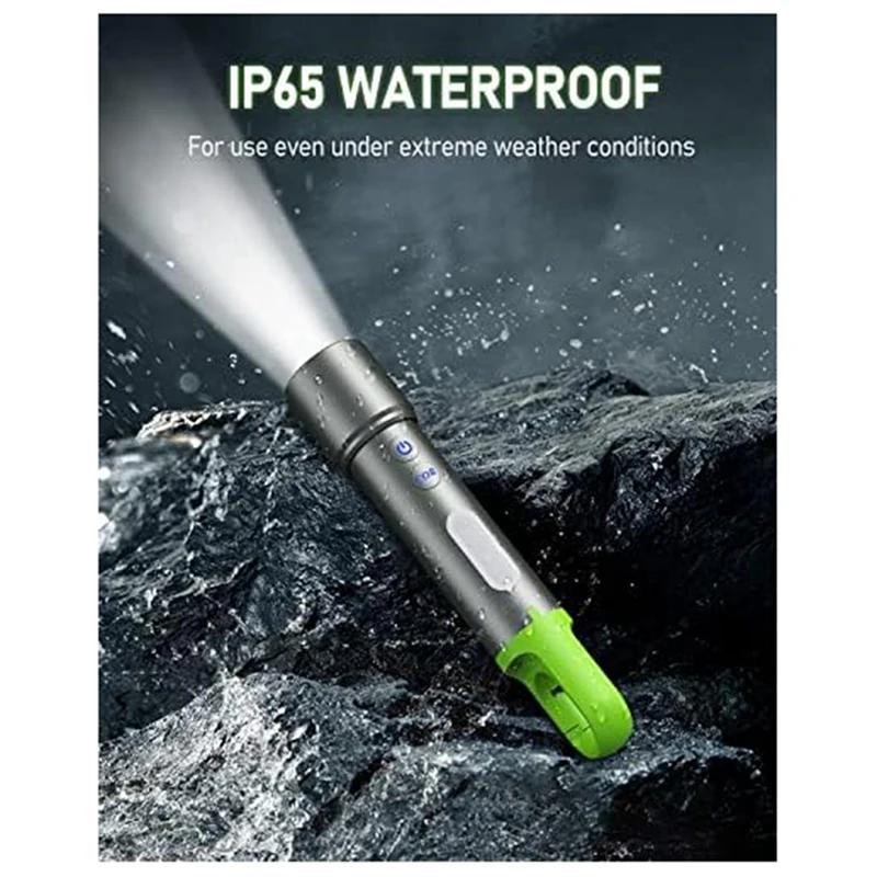 Lanternas Táticas LED Recarregáveis, Lumens Altos com Luz Lateral, Zoomable, 9 Modos, IP65 Impermeável