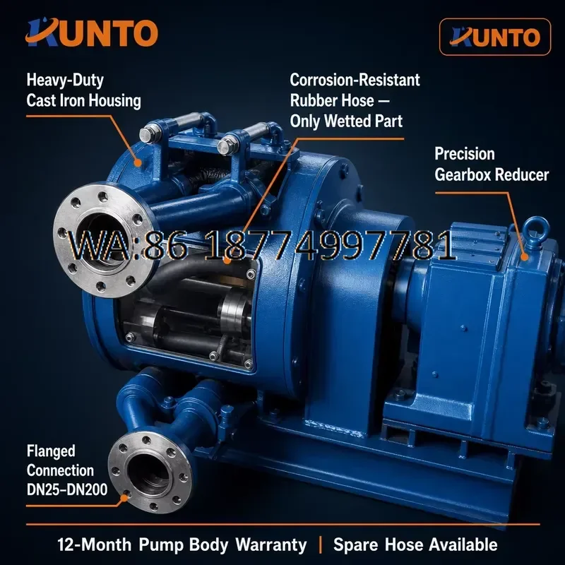 custom for XY Series Industrial Hose Peristaltic Pump Low Pressure 2-85 M3/h 2 MPa Cast Iron Self-Priming OEM for Slurry
