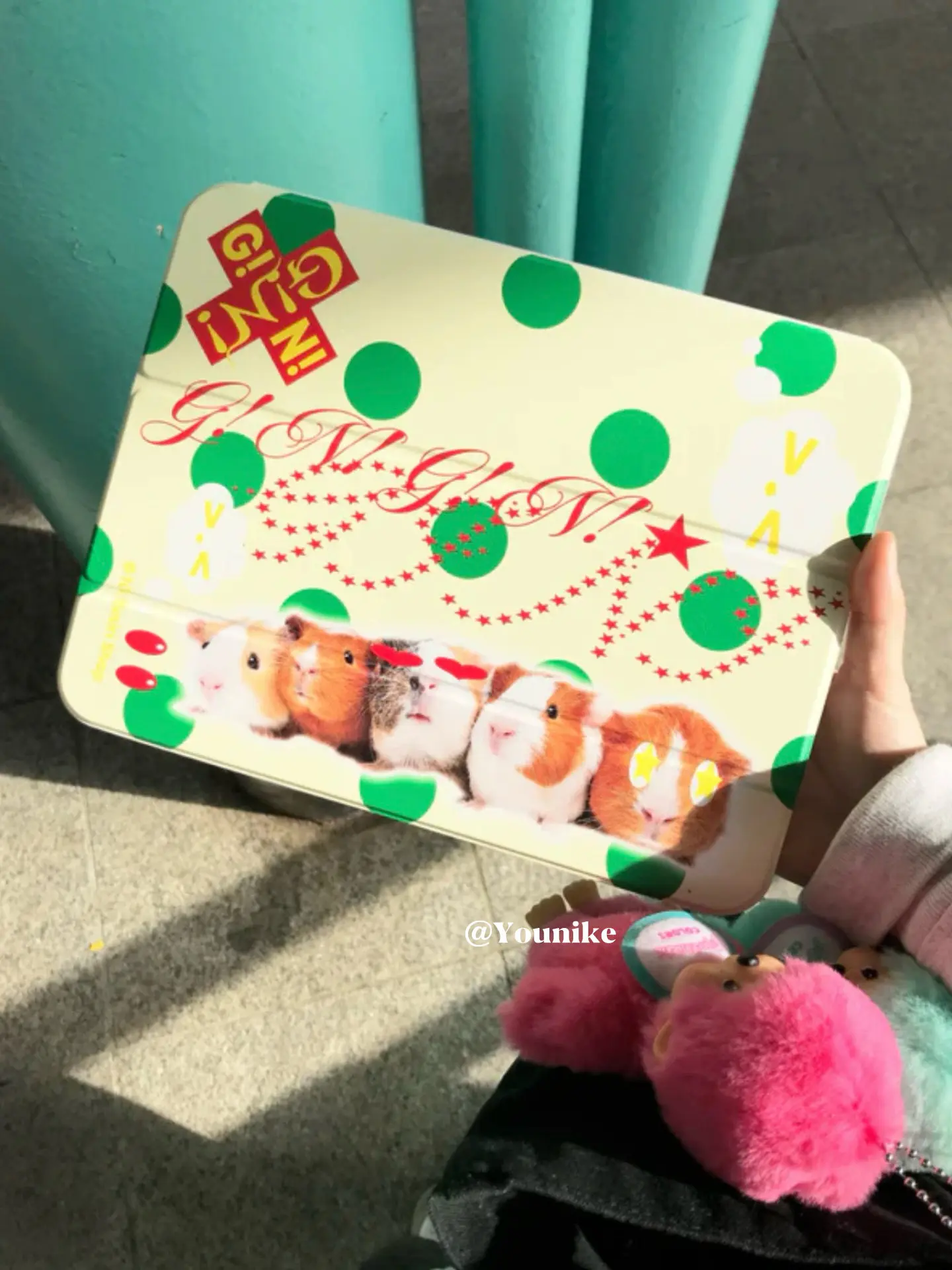 Korean Ins Cute Adorable Polka DotS Guinea Pig Y2K For iPad Case iPad 10 9 8 7 Air 6 5 4 3 2 Pro 11 Mini Y-Fold Tri Fold Cover