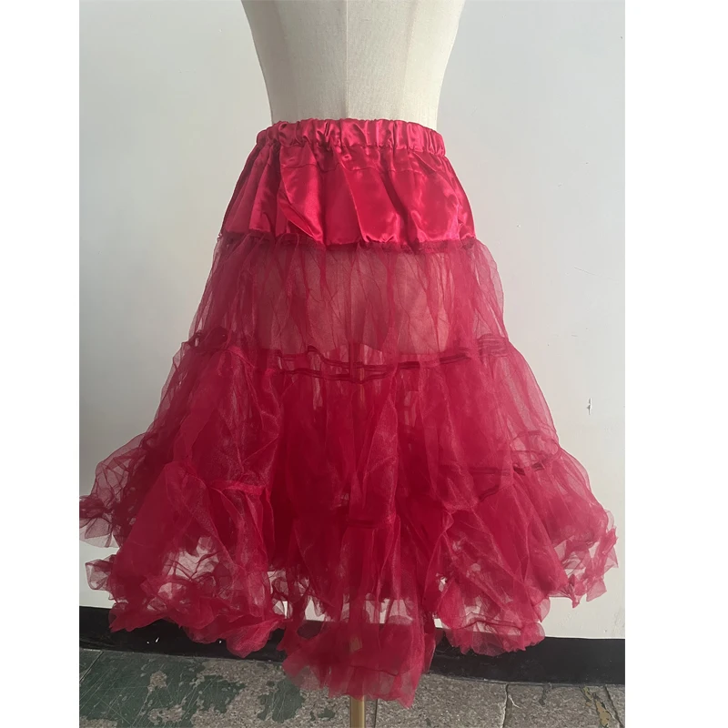 23‘’ wine Lady Skirt Halloween Petticoat Lolita Rockabilly Ruffle Short Dresses Ballet Skirt Tutu Underskirt For Dress