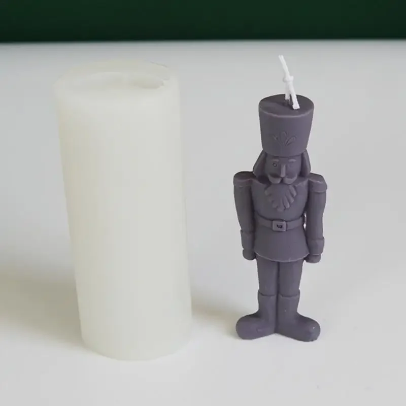 DIY Nutcracker Soldier Candle Silicone Mold DIY Aromatic Soap Candle Making Epoxy Plaster Mold Gifts 2023 Christmas Home Decor