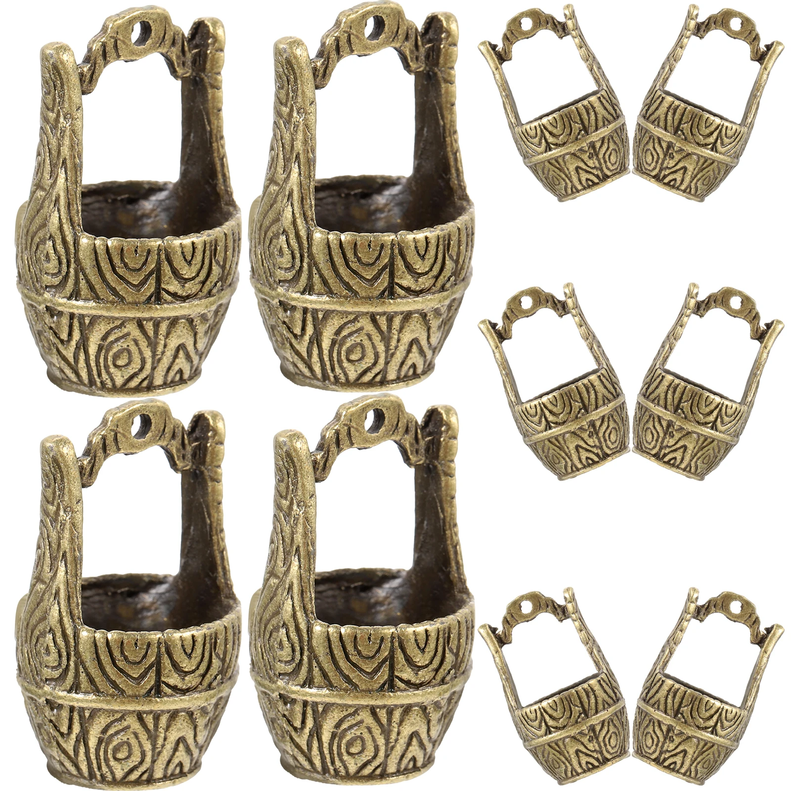 

10 Pcs Alloy Jewelry Parts Delicate DIY Brass Charms Creative Bucket Keychain Pendant Decorations