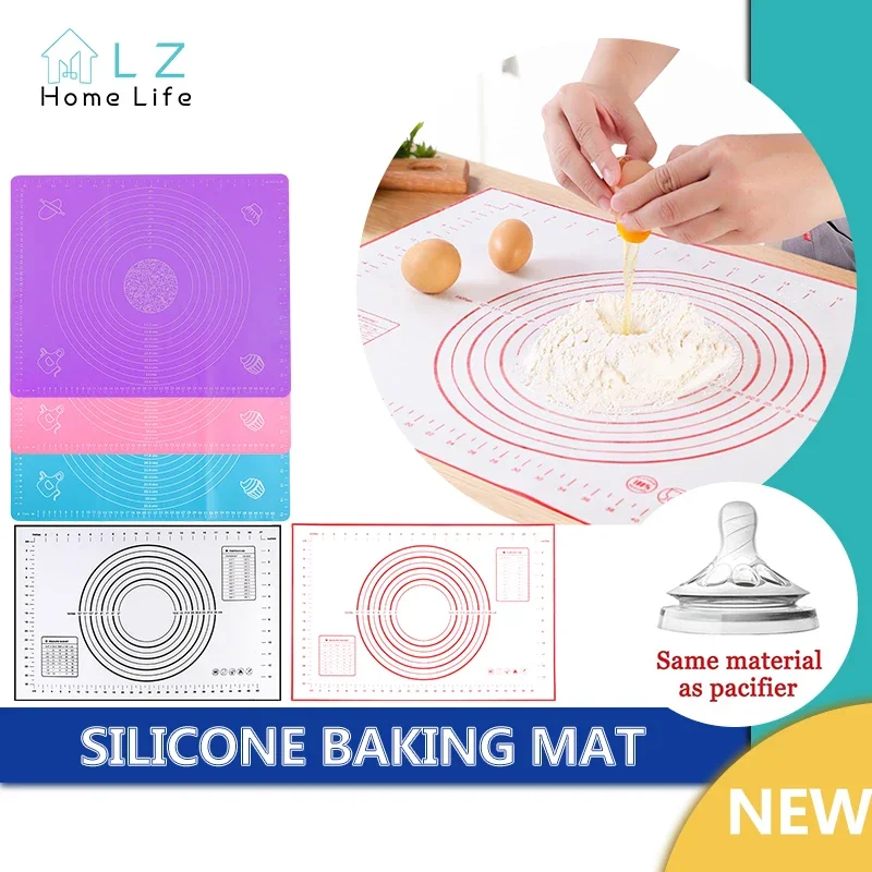 Non Stick Silicone Pastry Mat Extra Thick Baking Mat with Measurement Kitchen Fondant Dough Rolling Mat Baking Accessories