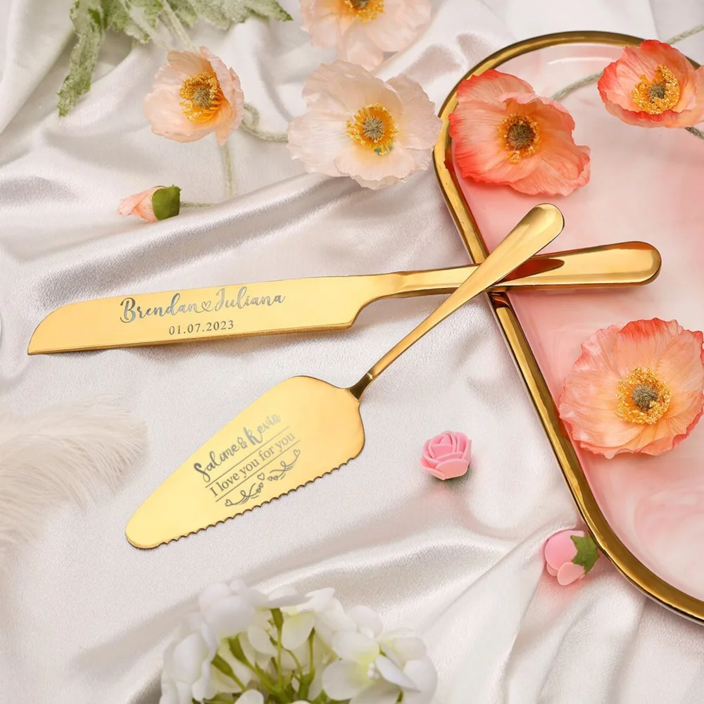 Personalized Engraved Cake Knife Serving Set Customized Cake Knife & Shovel Birthday Gift Wedding Party Decoration Baking Tool