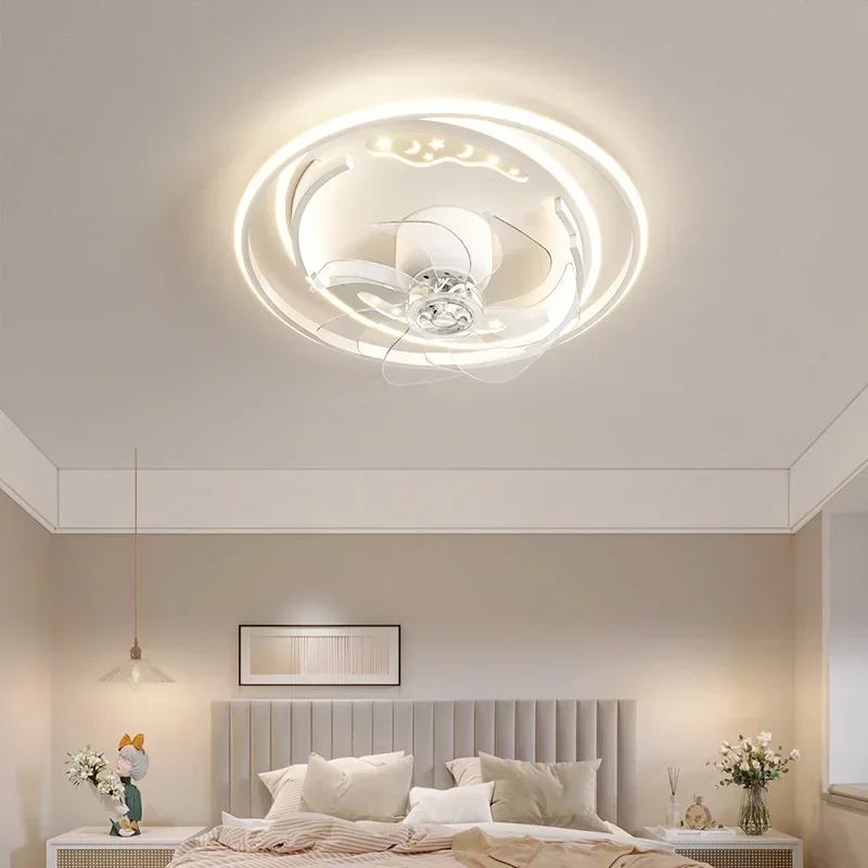 Nordic Modern Fan Lamp Living Room Ultra-Thin Ceiling Orbit Fan Household Integrated Frequency Conversion Mute Lamp