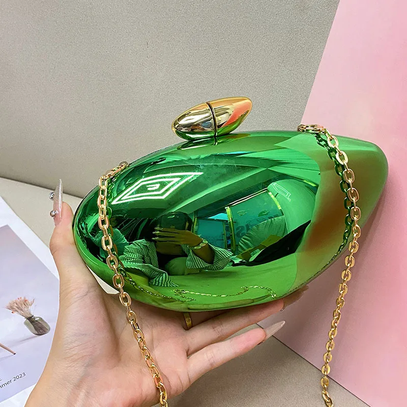 

Metal acrylic bag shell goose egg chain dinner party messenger bag box bag
