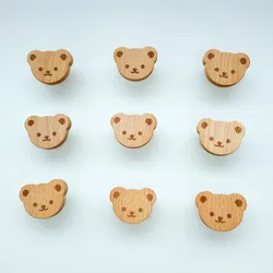 Nordic Cute Bear Wood Kitchen Cabinet Handles Wooden Wardrobe Knobs Drawer Pulls Cupboard Handles Furniture Accessories Hardware