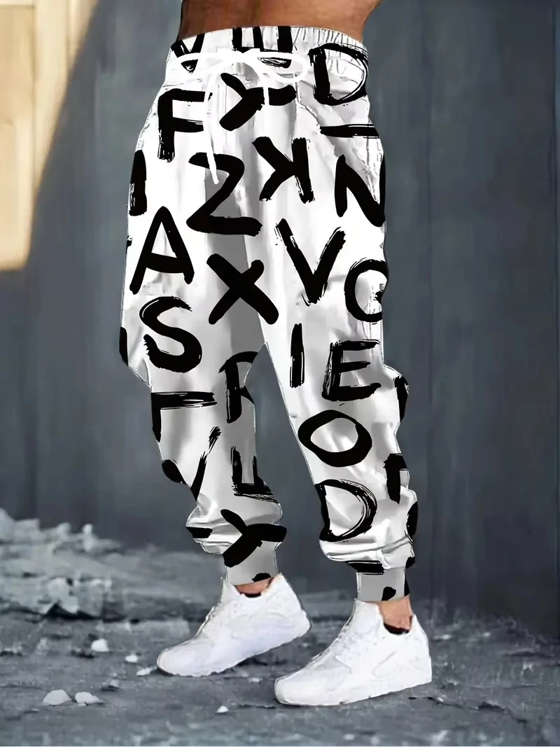 

Осенние мужские брюки, весенние модные простые буквенные принты, уличный стиль, спортивные штаны на шнурке, мужские спортивные штаны на открытом воздухе