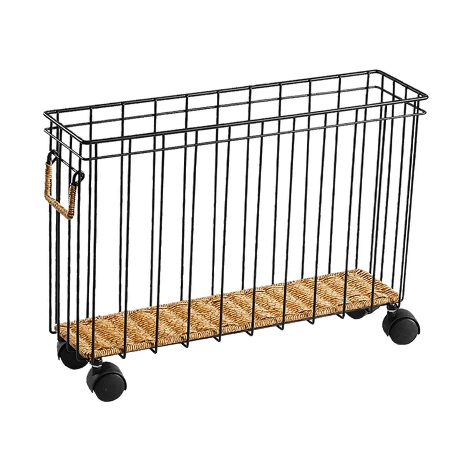Storage Basket Magazines with Wheels Trash Can Holder Home Decorative Basket