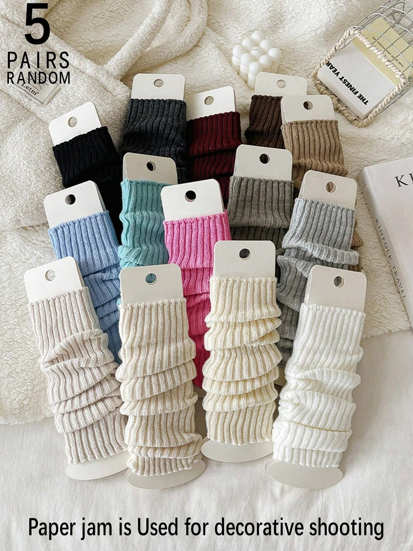 5 Pairs Random Women Classic Macaron Solid Color Comfort Breathable Cute JK Leg Warmers