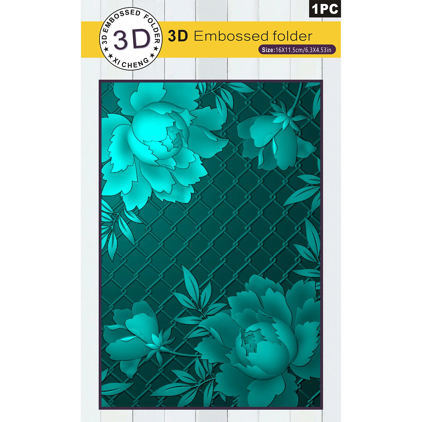 3D-geprägter Ordner – Entworfen mit dem Thema „Iron Mesh, Flower, Green“-Elementen, strapazierfähigem Kunststoff, DIY-Kunsthandwerk und Schrott