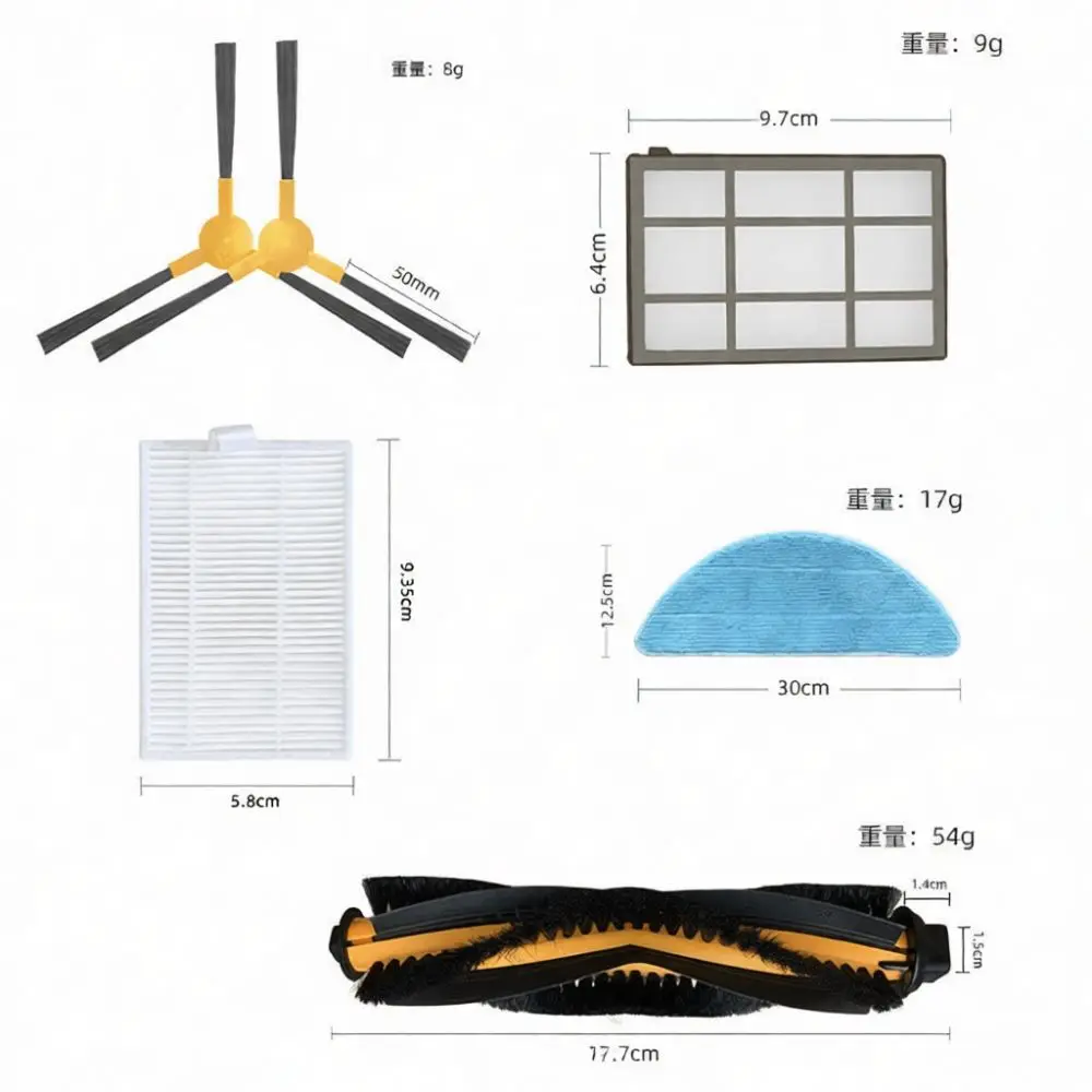 Replacement Accessory Kit For ABIR X6 X8 Robot Vacuum Cleaner Main Brush Side Brush Mop Cloths Filter Spare Parts Supply
