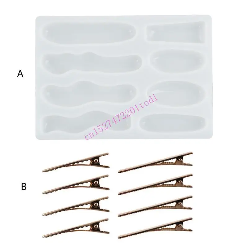 Irregular Hair Clip Silicone Molds Hair Pin Epoxy Resin Mold Jewelry Crafts Making Accessories for Kids Girl Women M76B