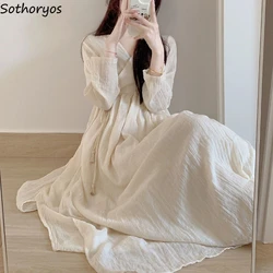 Long Sleeve Nightgowns Women Sweet Ruffles V-neck Bandage Vintage Loose Fit Harajuku Fashion Chic Comfortable Spring Nightdress