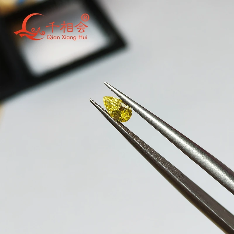 HPHT lab-grown diamond Melee pear-shaped vivid yellow color VS1 clarity, perfect for fine jewelry crafting loose stone view 5