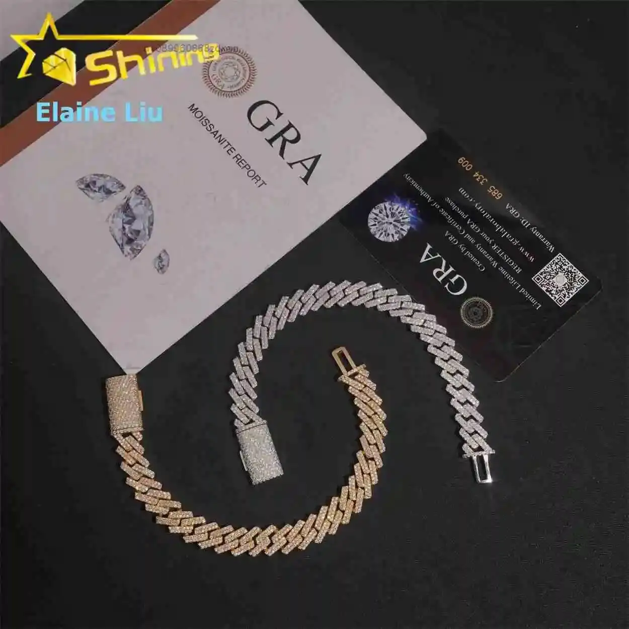 Fashion 10mm Iced Out Diamond Custom Fine Jewelry Brass VVS Moissanite Hot Sale Cuban Link Chain Bracelet..
