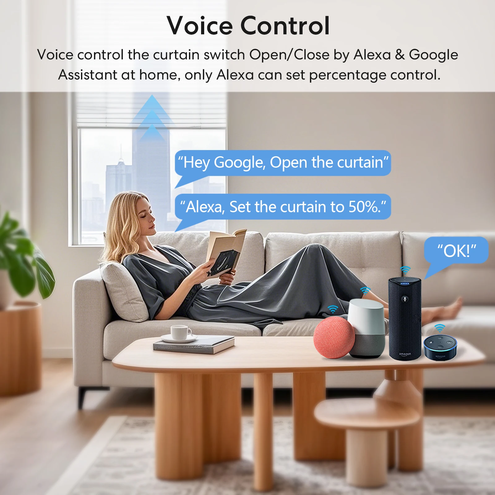 LoraTap Tuya Smart Life ZigBee Curtain Pushbutton Switch 80*80 Percentage Remote Control Work with Google Assistant Alexa