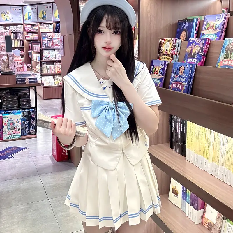 Gonna uniforme JK modello gatto Abito da marinaio Vita originale genuina che dimagrisce Abito stile college giapponese Tre colori opzionali
