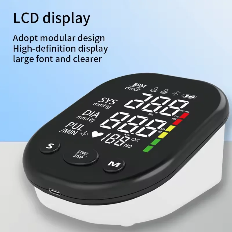 English Voice Arm Rechargeable Long Time Use Medical Blood Pressure Monitor Digitial LCD Large Screen Sphygmomanometer